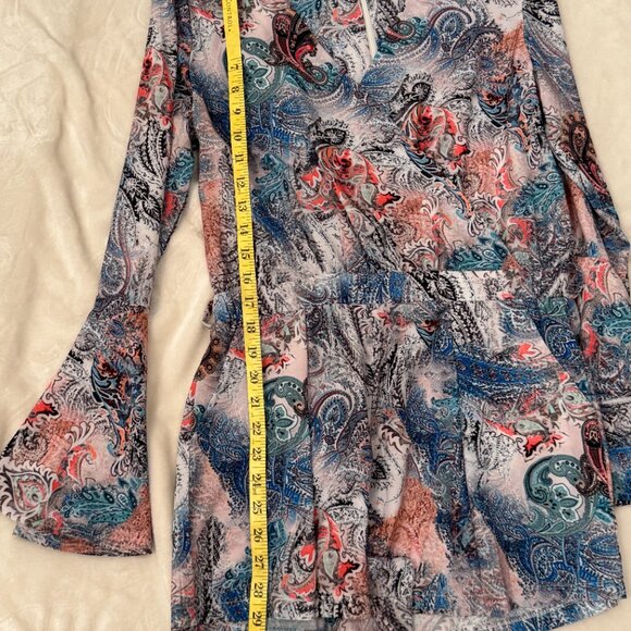 Paisley romper - blue orange and white. - Picture 4 of 9